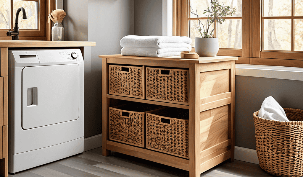 DIY laundry pedestal with storage