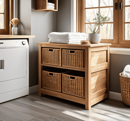 DIY laundry pedestal with storage