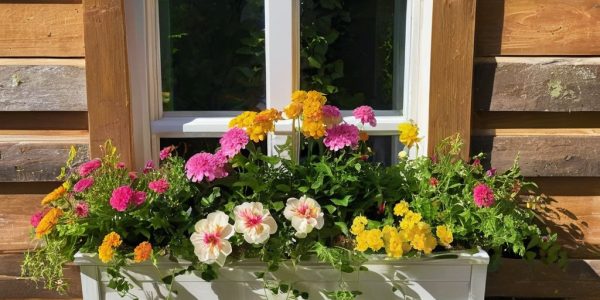 DIY window box planter on house