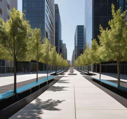 Future minimalist urban architecture skyline