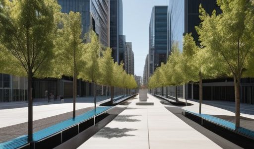 Future minimalist urban architecture skyline