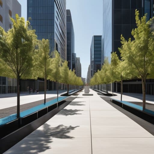 Future minimalist urban architecture skyline
