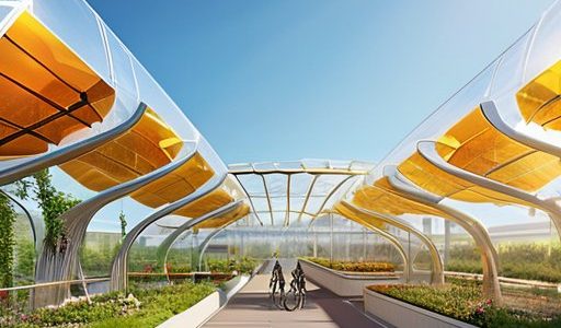 Solarpunk future hope: vibrant green cityscape
