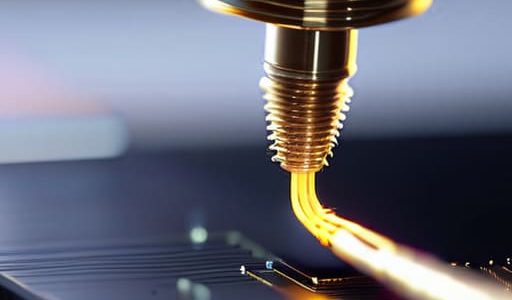 Automated Wire-Bonding Station weaving circuits.