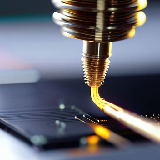Automated Wire-Bonding Station weaving circuits.