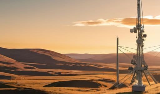 Software Defined Radio Interferometer Masts in air.